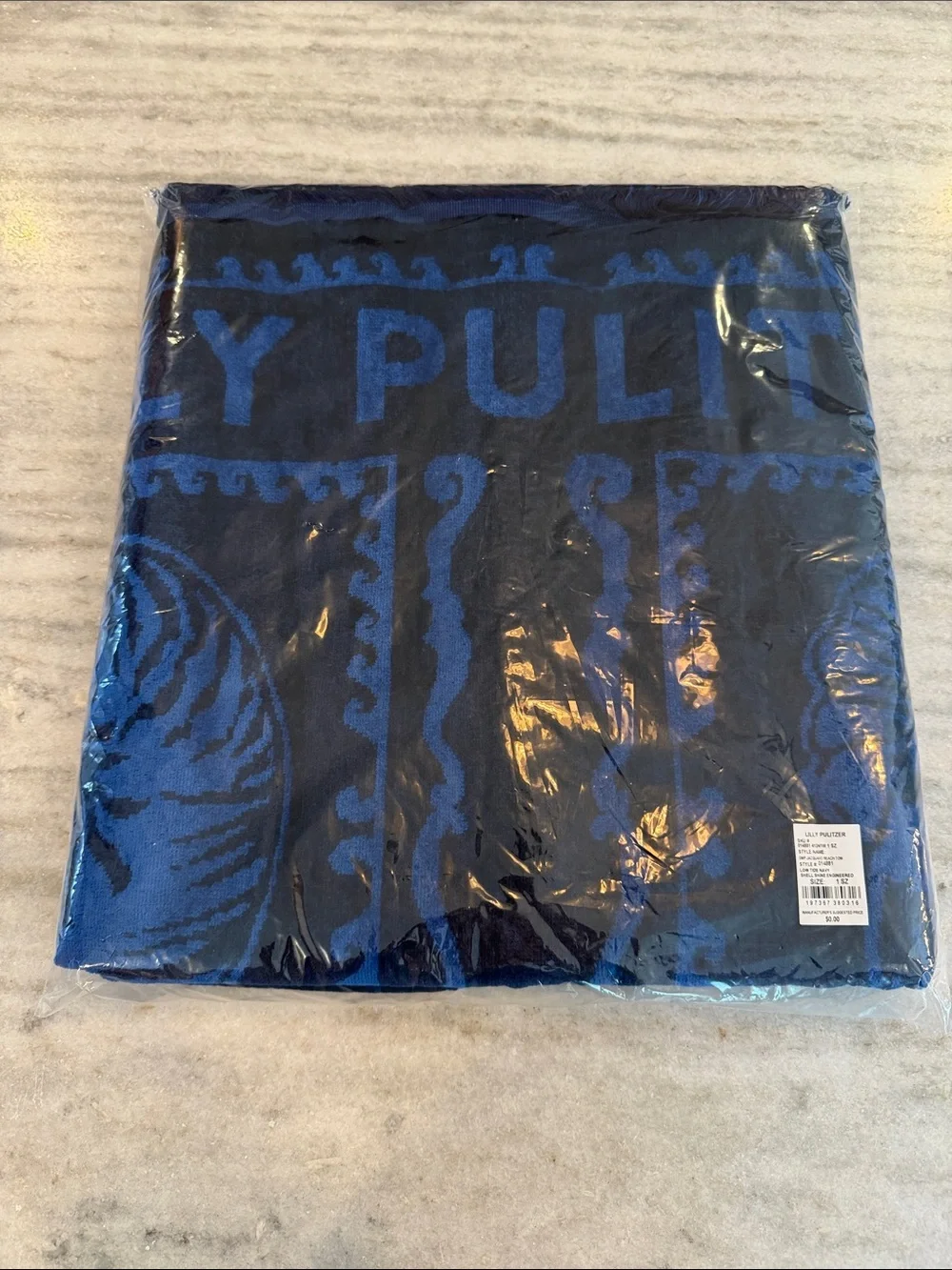 NEW Lilly Pulitzer Low Tide Navy Luxe Jacquard Beach Towel